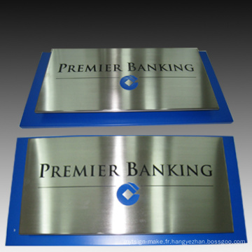 Plaques de sérigraphie en acier inoxydable brossé vertical Bank